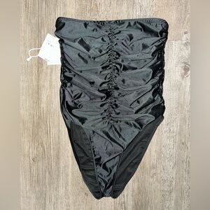 Good American Black strapless one piece swimsuit